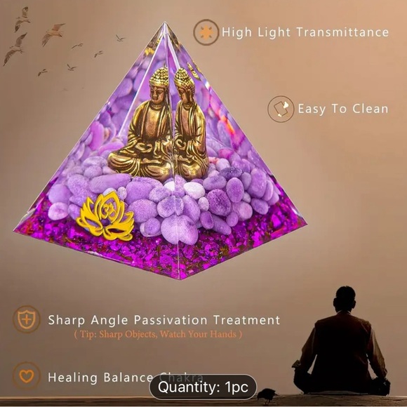 Small Purple Resin Decorative Healing Buddha Statue for Home or Office 1.9” - Picture 4 of 9